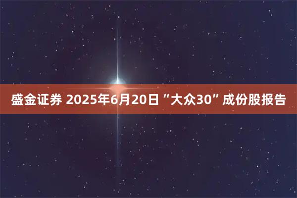 盛金证券 2025年6月20日“大众30”成份股报告